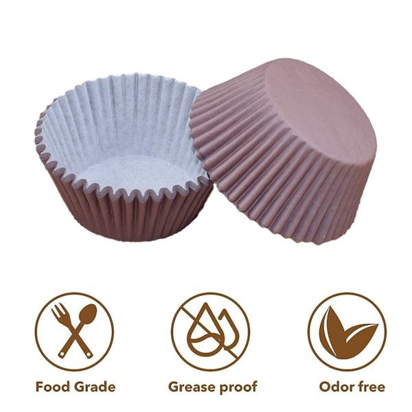 Ensfarvede brune standardstørrelse lige cupcake-forme