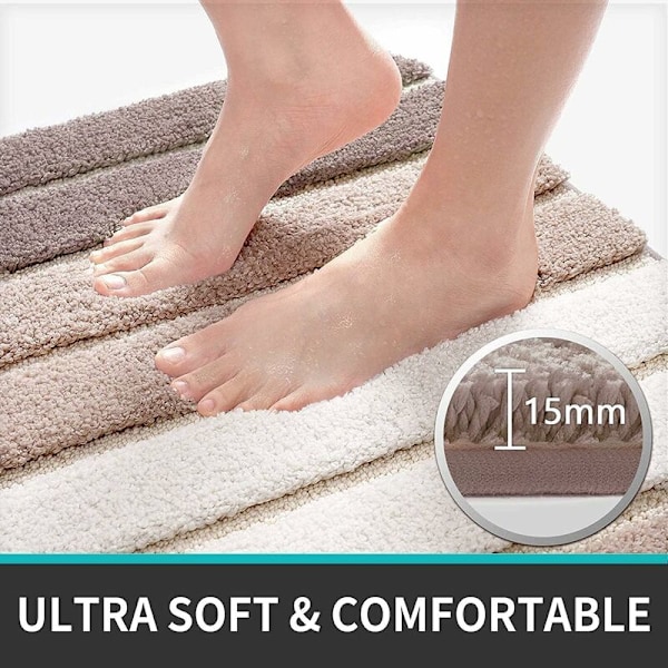 Badrumsmatta - 50x80, badrumsmatta, halkfri badrumsmatta, maskintvättbar, supermjuk mikrofiberabsorberande badrumsmatta brun KLB