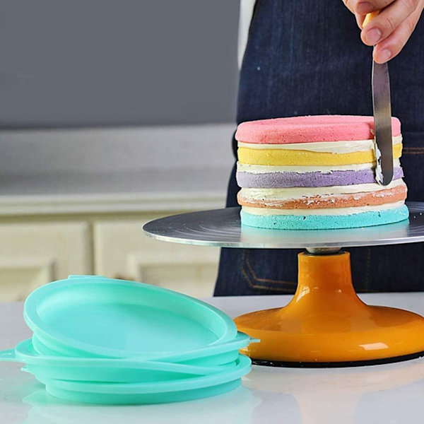 Rund silikone kageform bageform 6 tommer non-stick bageform silikoneform til kager brød tærte 4 stykker-