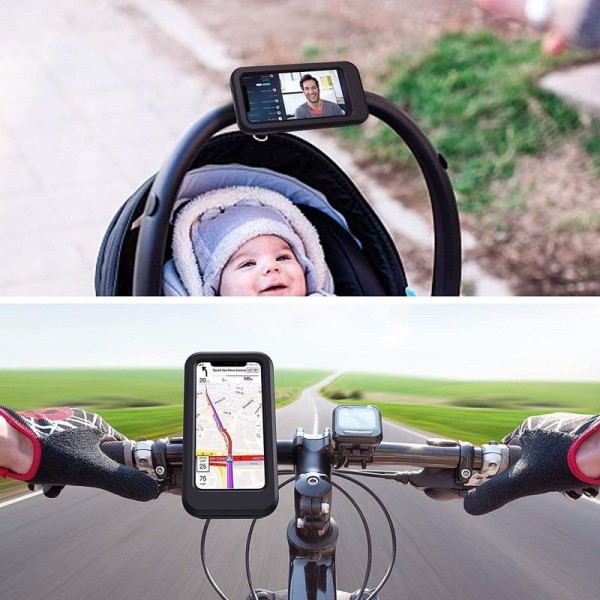 Lifelf cykelhållare för mobiltelefon, vattentät smartphonehållare med pekskärm,