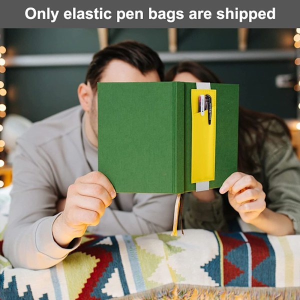 2 st Penna hållare Penna fodral Lädertillbehör Elastisk Gul + Aprikos