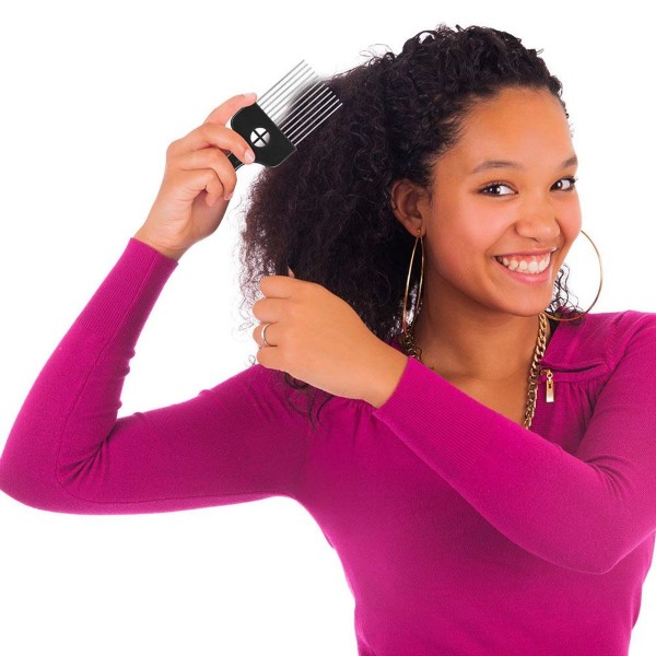 Stk Black Metal Afro Hair Comb Brede tenner Styling for krøllete hår KLB