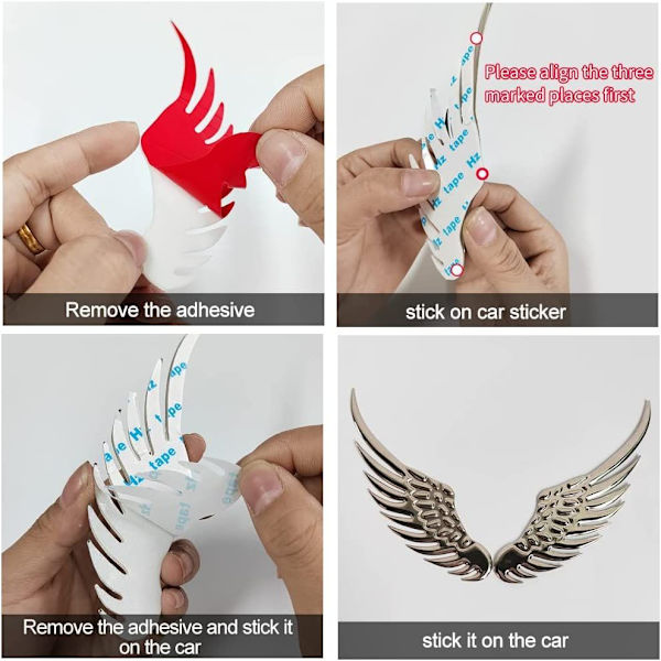 3D Metal Vinger Stickers Metal Sticker Auto Bil Tilbehør(1 Par)(Sølv)-