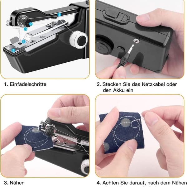 Symaskin, elektrisk handsymaskin, bärbar KLB