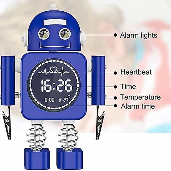 Kwid Robot Smart digitaalinen hälytin lämpötilanäytöllä, ihanteellinen lapsille