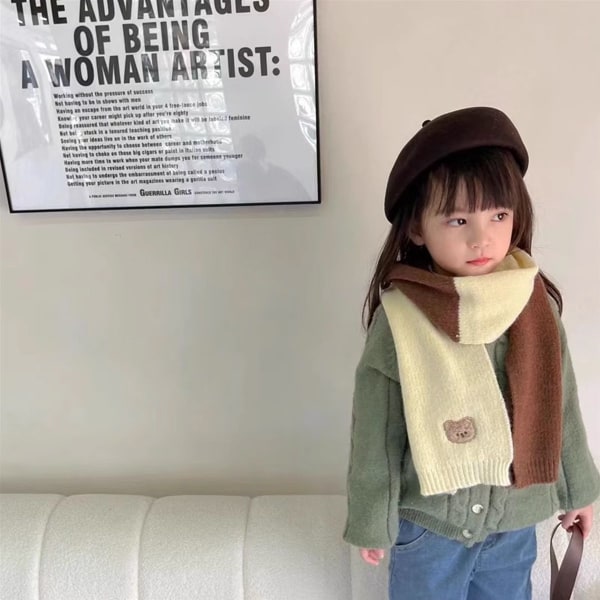 Barnscarf Mjuk varm stickad halsvärmare Klassisk vinterscarf för pojkar Style4 KLB
