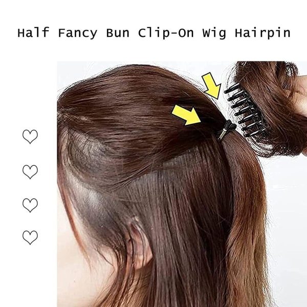 x Hair Bun Clips til parykker Semi fancy krøllet hår Clips