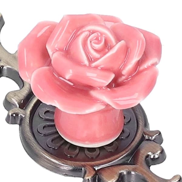 2Set Schrankknöpfe Rose Flower Ceramic Pull Handle Closet KLB