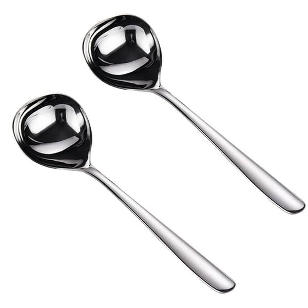 Liten såsslev i rostfritt stål, serveringsslev, silver, stor
