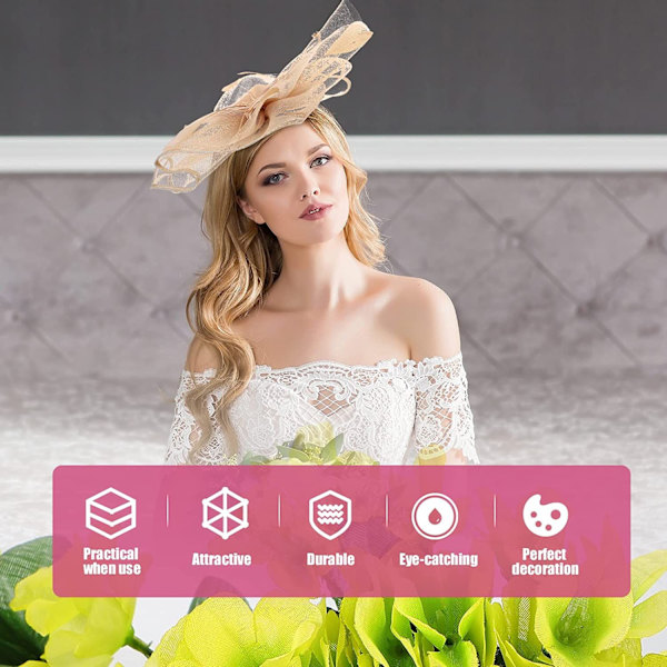 Kvinnors nätbröllopsfascinatorhatt (guld)