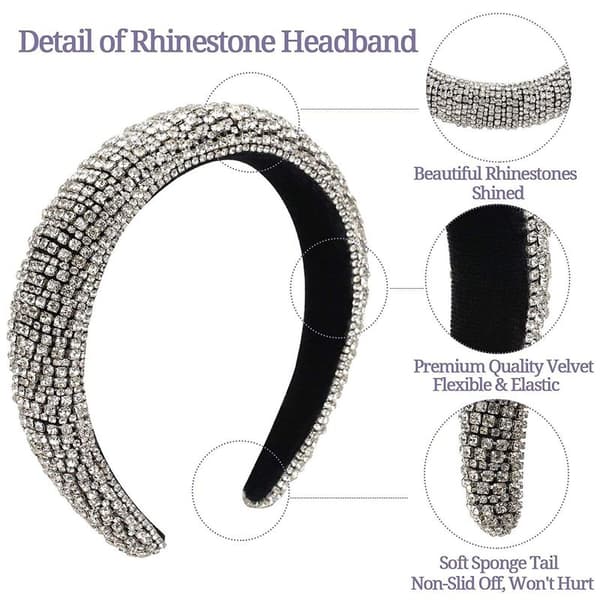 Rhinestone Crystal Diamond Hårband för Kvinnor Mode Vit