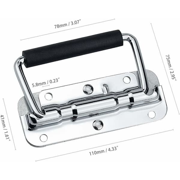 2 stk. sammenleggbare håndtak i rustfritt stål 110 x 41 mm, sølv KLB