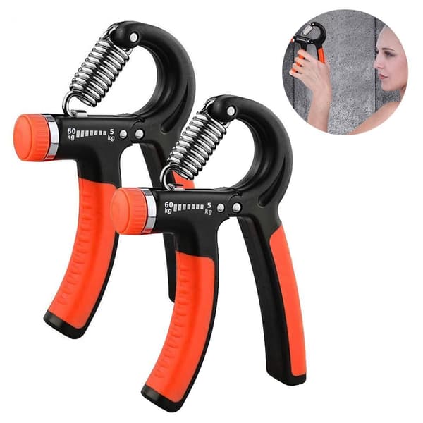 Set med 2 handtränare, fingerhantel handgreppstränare svart röd
