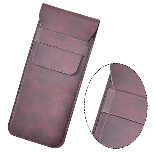 Läderrullpenna/Pennhållare/Pouch Organizer, Vinröd