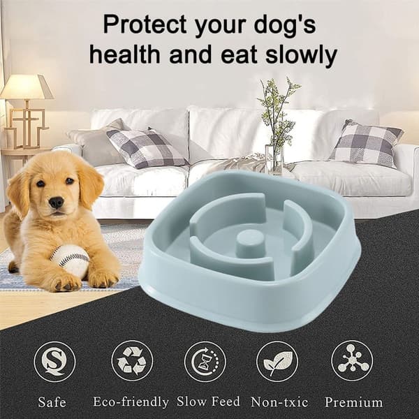 Långsam utfodring hundskål, ingen kvävning, långsam utfodring uppblåsthet stopp hund, blå KLB