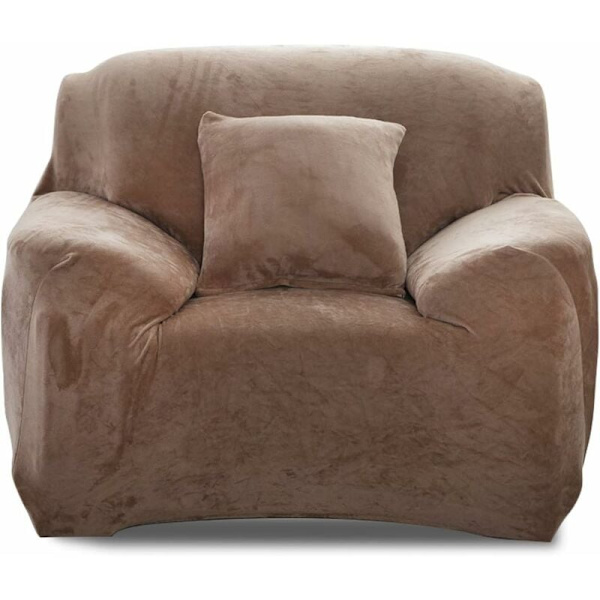 Tykk fløyel lenestoltrekk Stretch sofa trekk lenestoltrekk Kamel（Putetrekk ikke inkludert） KLB