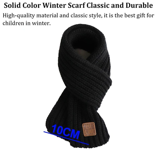 Toddlers Kids Scarf Boys Girls Winter Knitted Warm Scarves Neck black