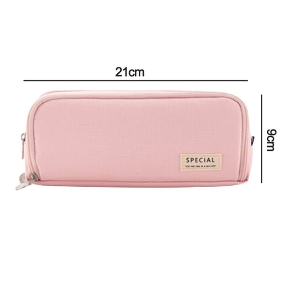 Stor Blyantveske med 3 Rom, Rosa