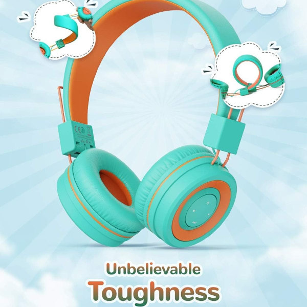 Børns Bluetooth-headset. Børneheadset med grøn/orange
