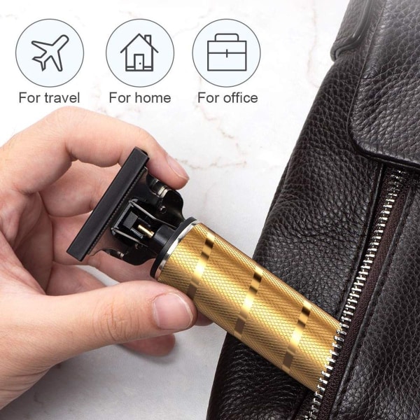 Miesten sähköinen kullanvärinen hiusleikkuri: T-teräleikkuri, vedenpitävä ja USB ladattava KLB
