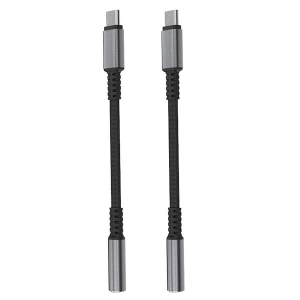 USB Type C til 3,5 mm hovedtelefonstikadapter Pakke med 2 USB grå