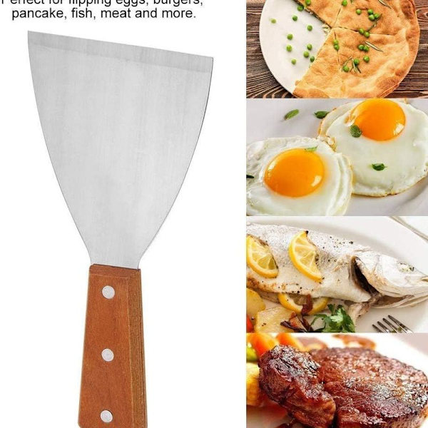Grillspatel i rostfritt stål med nonstick-trähandtag