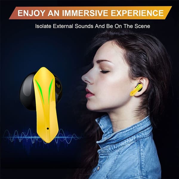 Bluetooth 5.2 -kuulokkeet, sisäänrakennettu mikrofoni, Bluetooth-keltainen