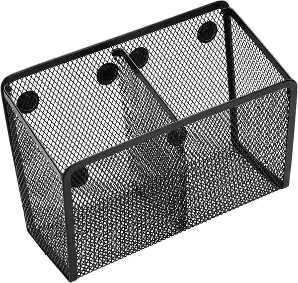 Magnetisk pennholder, 2 rom, netting i rustfritt stål, 2 rom