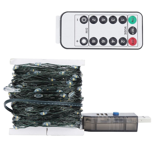 LED-ljusslinga, USB-fjärrkontroll, dekorativ koppartrådfärg KLB