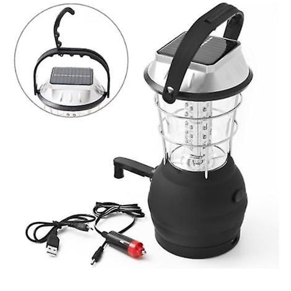 Solcelle lanterne, håndsving dynamo 36 LED camping lanterne nødlys