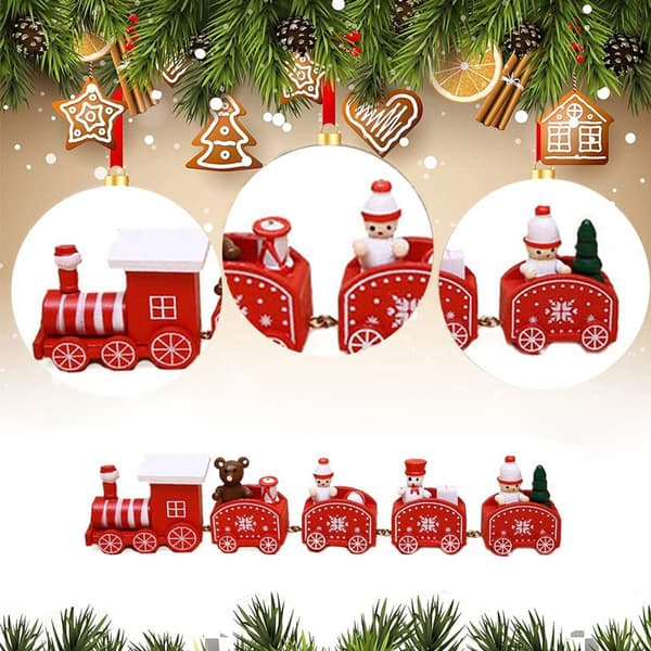 Juletog Malet Træ Julepynt, Mini Ornamenter KLB
