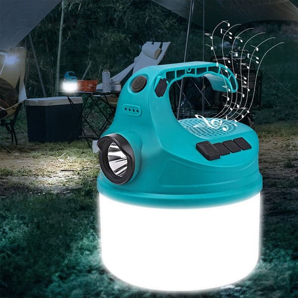 Campinglys, USB-lading, LED-lommelykt, Bluetooth-høyttaler KLB