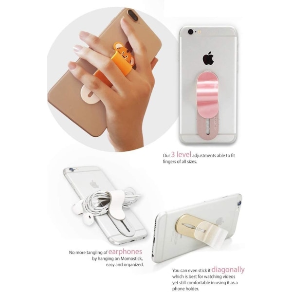 Fingerhållare för smartphone-Mobiltelefonhållare-Ring för iPhone Samsung Huawei mobiltelefonhållare ringklistermärke guld