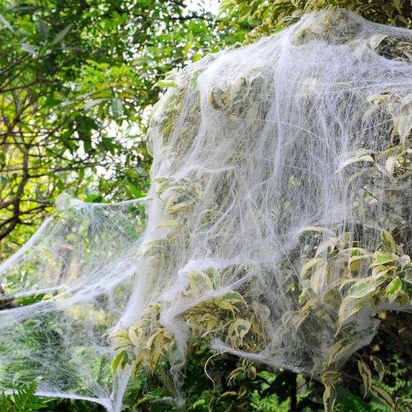 1000m² joustava hämähäkinverkko sisä- ja ulkokoristeisiin, teemajuhliin
