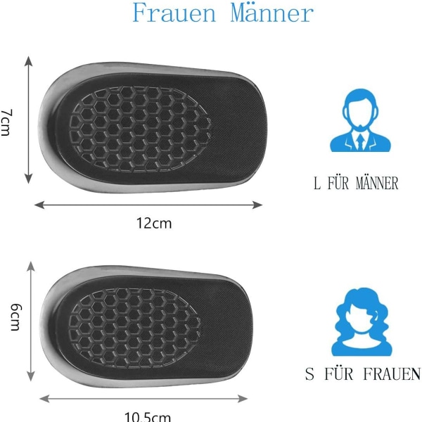 URAQT Height Increase Insole Gel, 2 Pairs of Raised Shoe Insoles, Height