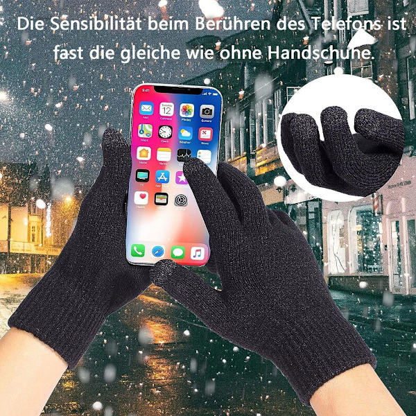 Stickade handskar vinterhandskar herr dam touchscreen vinterhandskar