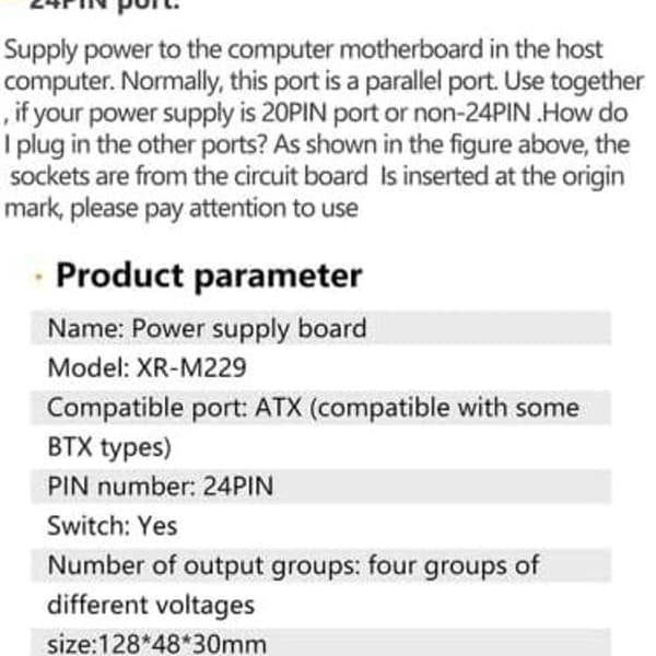 2-pakning XH-M229 24-pin strømforsyning for stasjonær PC