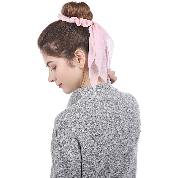 Hiuspanta, Scrunchie-rusetti, 8 kappaletta kaksinkertaiset rusetti Scrunchies, pehmeät ja tyylikkäät joustavat hiusnauhat hiussiteet, 8 väriä