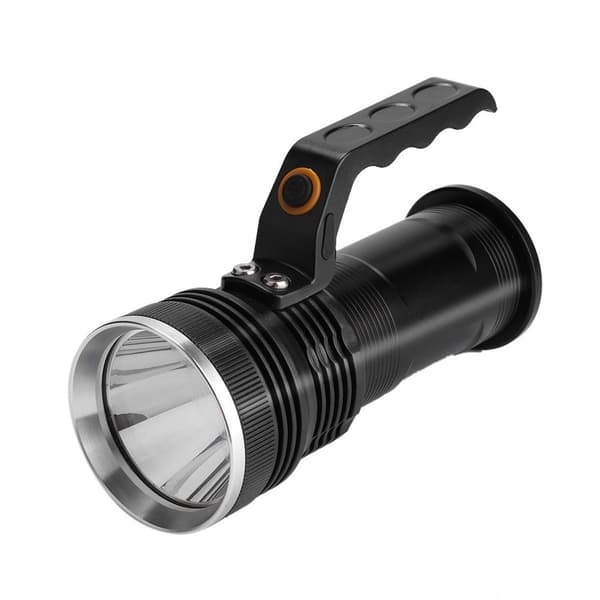 Sort LED-forlygte, genopladelig, praktisk KLB