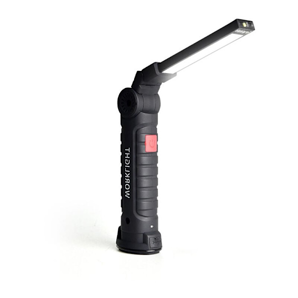 LED-lommelygte arbejdslys, COB LED bærbar lommelygte med magnetisk bund 5 lystilstande USB campinglampe til garage, camping, nødsituation osv. KLB