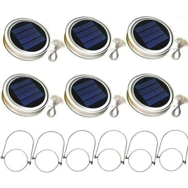 Solcelle Glasburk Klar Låg med 2m Lys Håndtag 20 LED Hængende Lampe Lanterne Have Hvidt Lys 6PCS Belysningskæde
