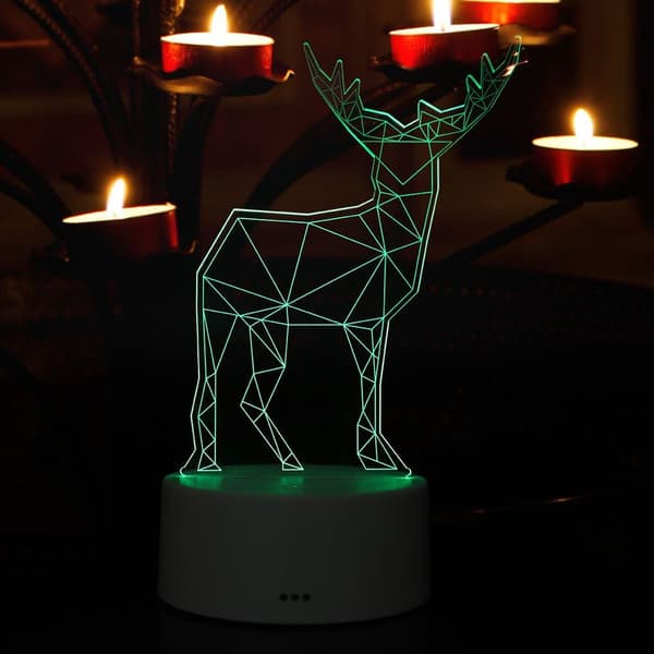 3D Elgmønster Natlys Akryl Panel Lampe Base + USB KLB