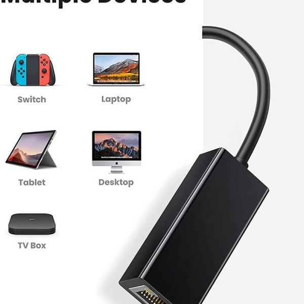 Ethernet-adapter USB 2.0 til 10 100 nettverk RJ45 LAN kablet svart