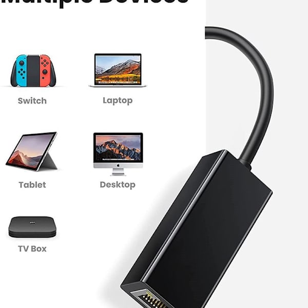 Ethernet-adapter USB 2.0 til 10 100 netværk RJ45 LAN kablet sort