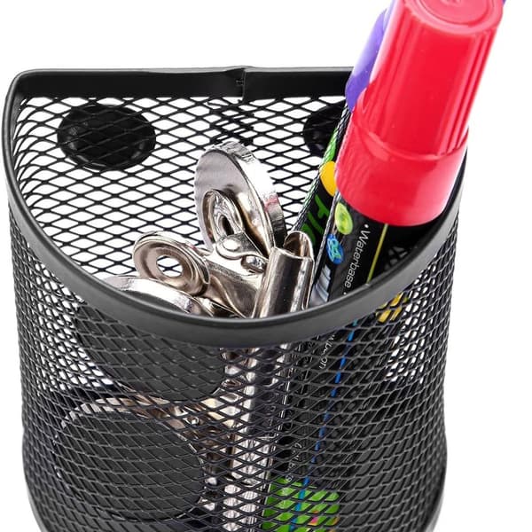 Magnetisk Penneholder 2 Rum Mesh Rustfrit Stål Rund Pakke med 2 KLB