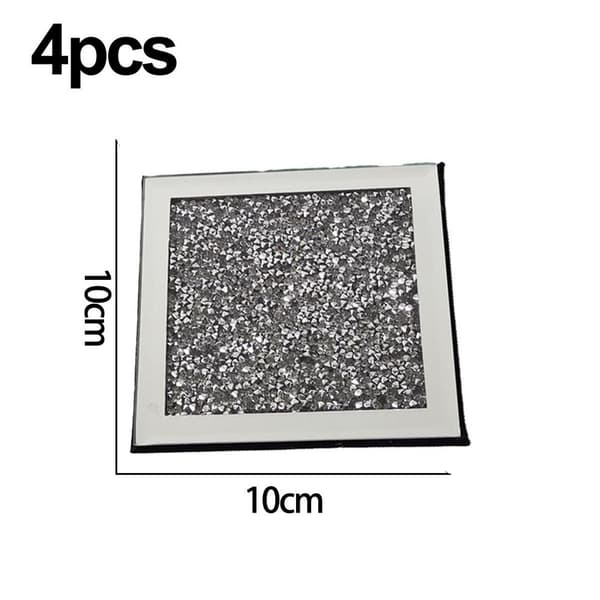Spejl Glas Coaster, Knust Diamant Kopmåtte Dekor på Form2