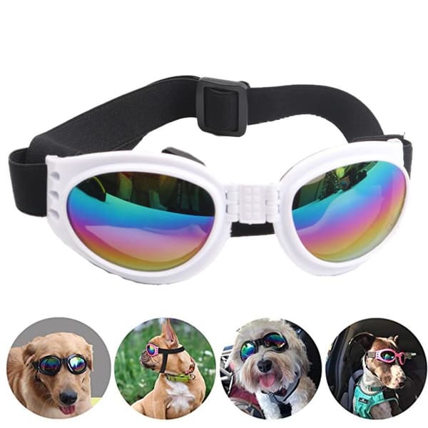 Hunde Goggles Øyebeskyttelse Vanntett Kjæledyr Solbriller Hvit KLB
