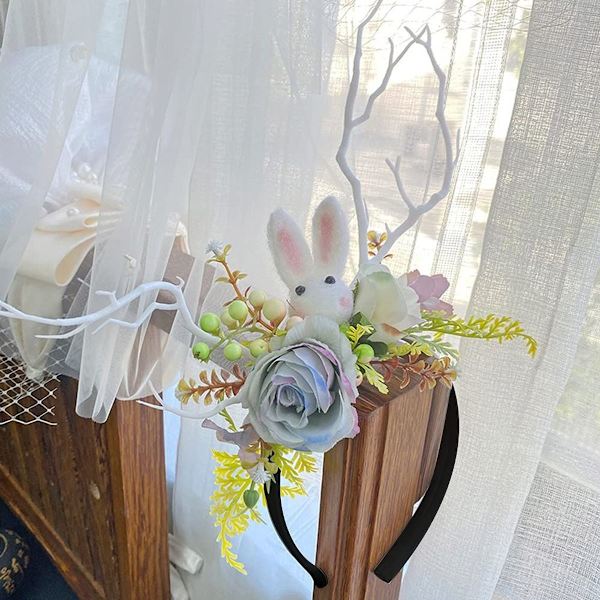 Påskehare Blomster Hodebånd Dekorasjon Søt Kanin Hodebånd Fe KLB