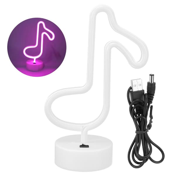 Desktop Neon Lys Unik Musik Note Natlampe til Hjem KLB
