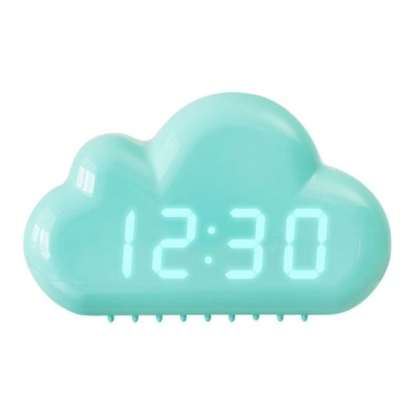 Sødt LED-vækkeur til sengekanten med stemmestyring i skyform (blå)